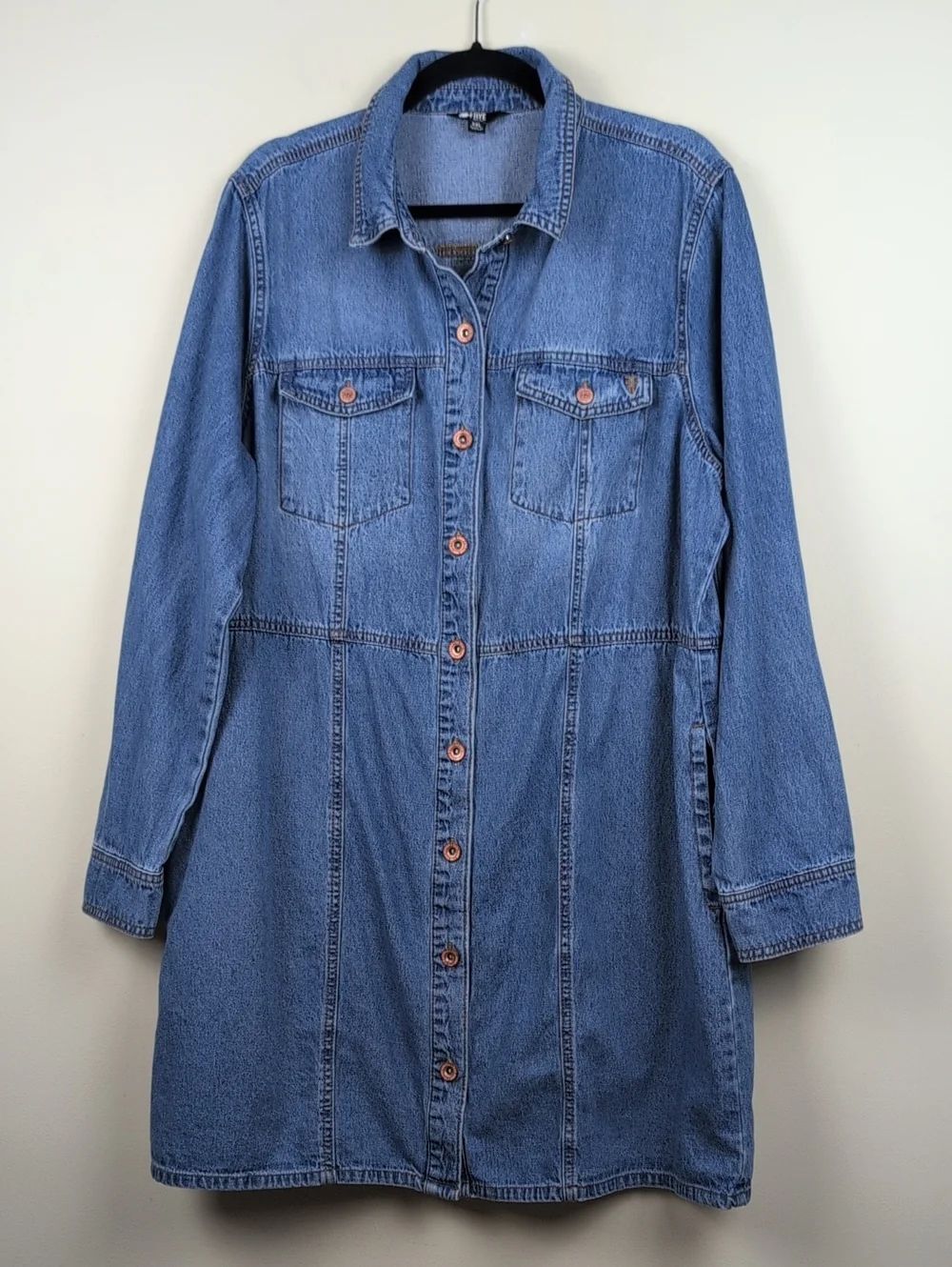 Frye Classic 100% Cotton Denim Button-Up Dress Medium Wash Size XXL